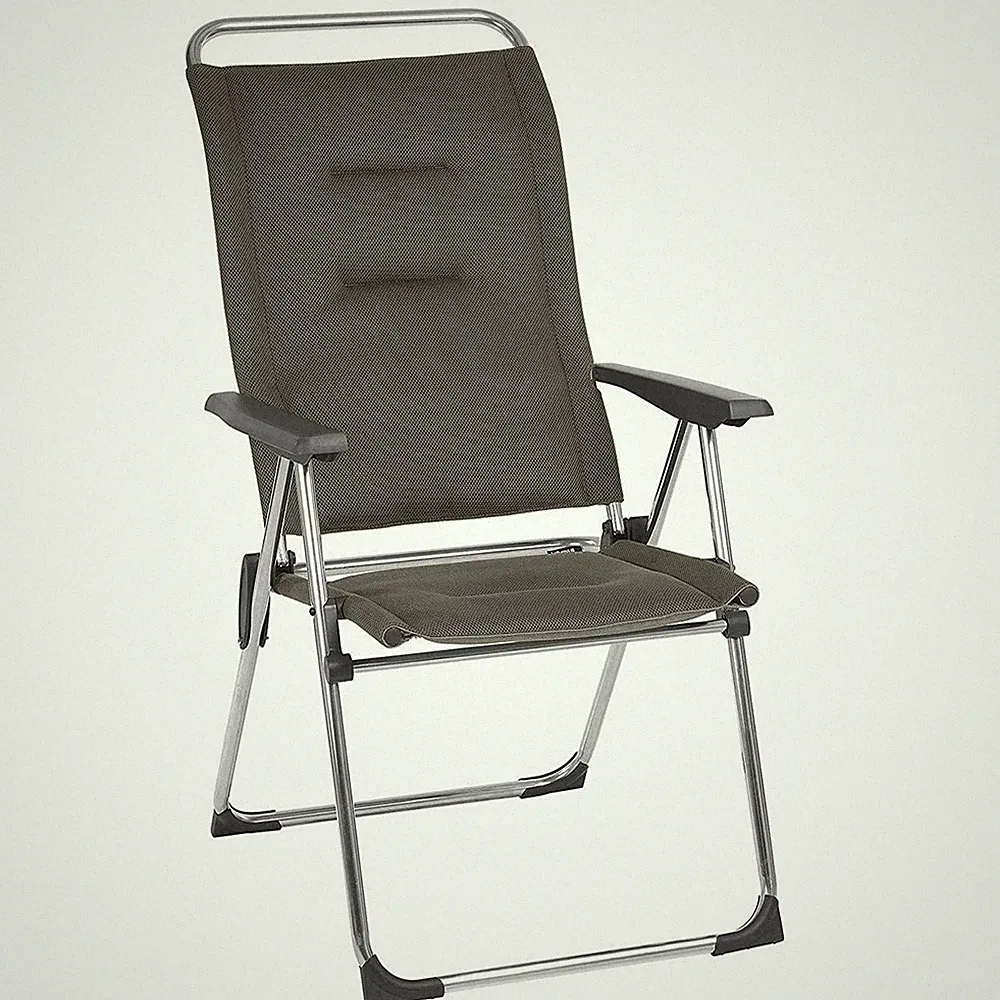 Lafuma Alu Cham Padded Foldable Camping Mesh Sling Reclining Armchair, Taupe