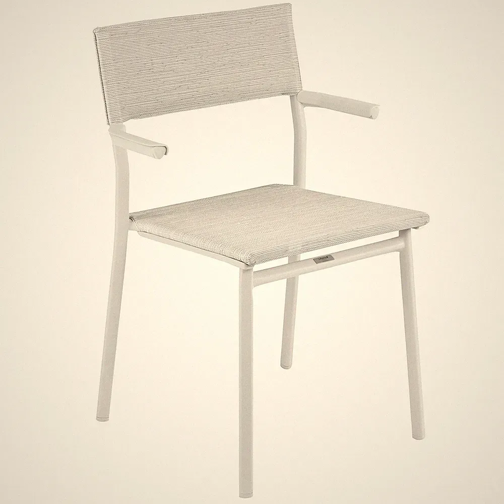Lafuma Batyline Duo ORON Durable Outdoor Dining Armchair, Sand/Pebble (Set of 2)