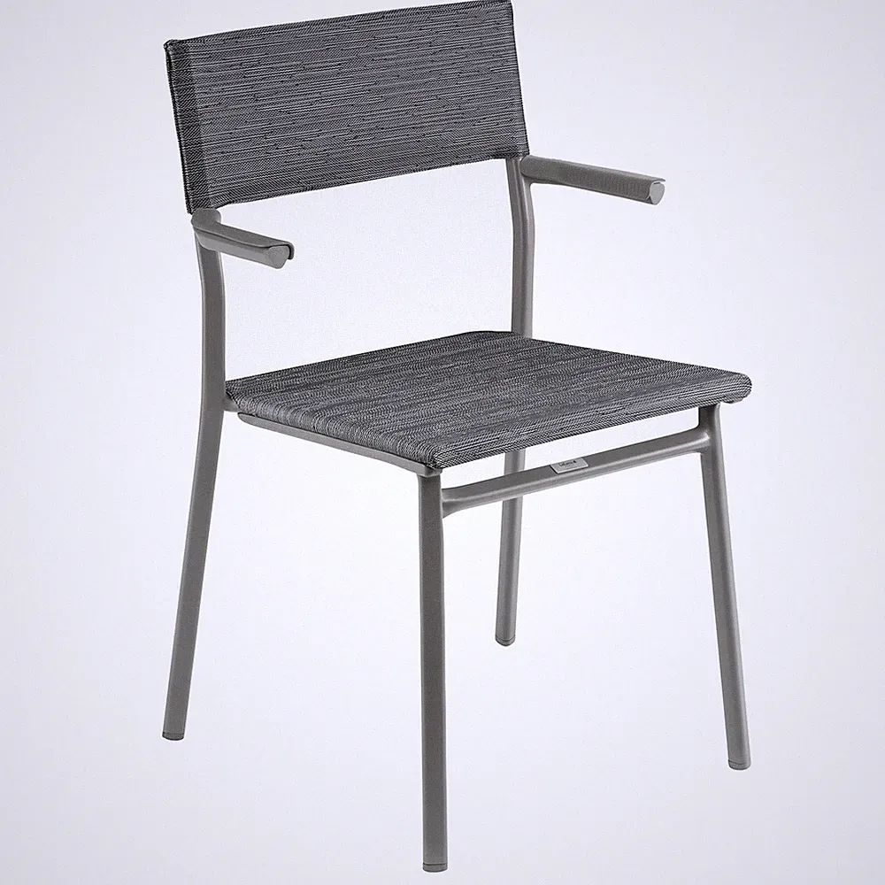 Lafuma Batyline Duo ORON Outdoor Dining Armchair, Titanium/Obsidian (Set of 2)