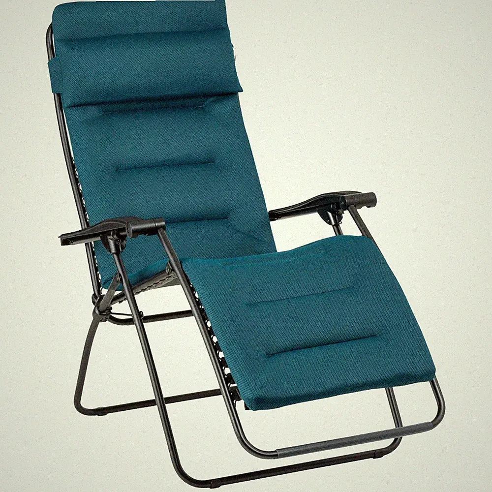 Lafuma Futura Air Comfort Padded Folding Patio Lawn Recliner Chair, Coral Blue