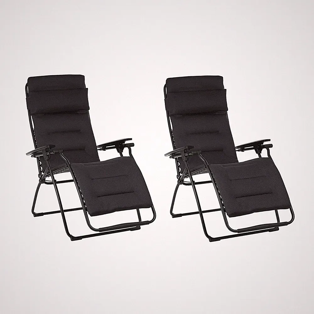 Lafuma Futura Air Comfort Zero Gravity Outdoor Recliner Chair, Acier (2 Pack)