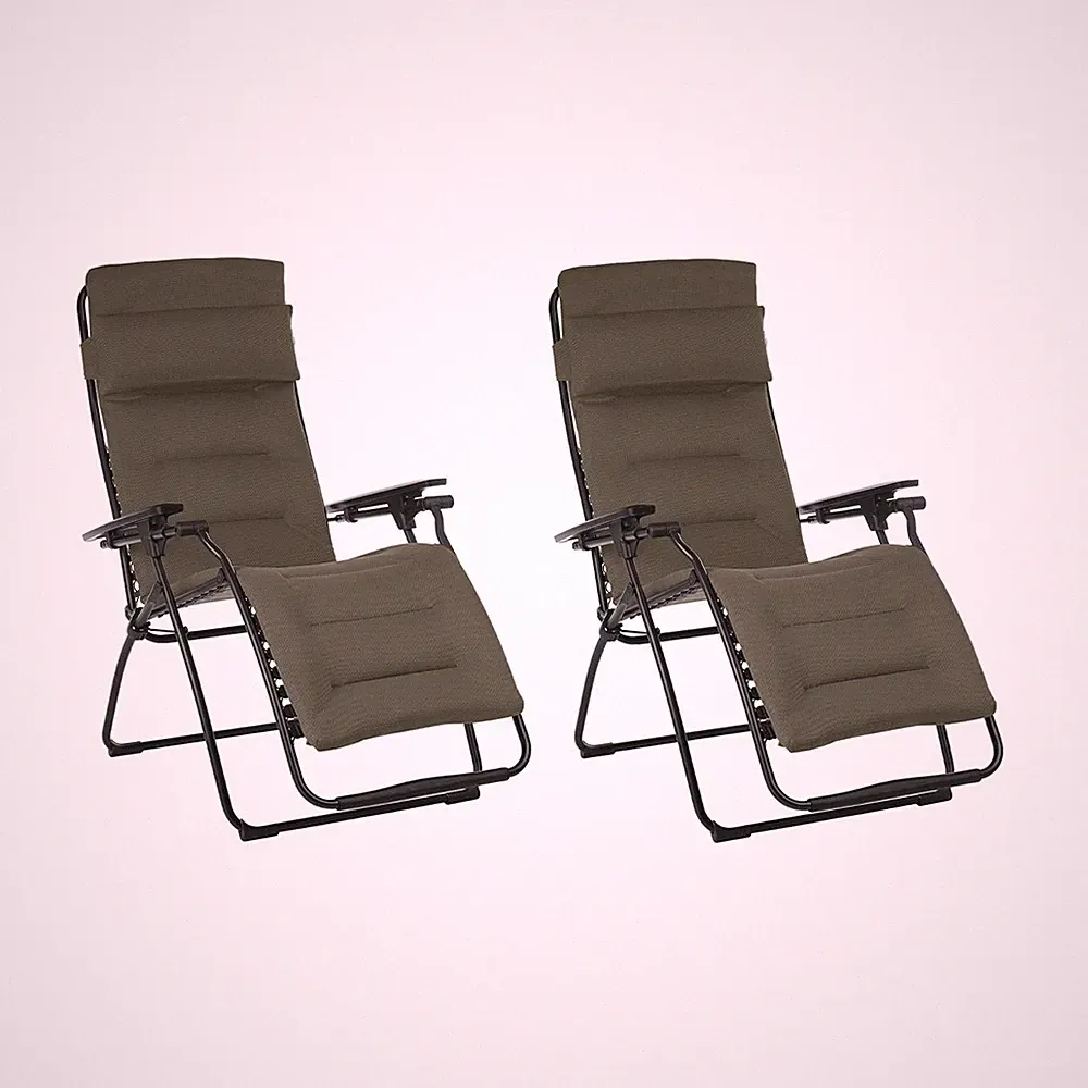 Lafuma Futura Air Comfort Zero Gravity Outdoor Recliner Chair, Taupe (2 Pack)