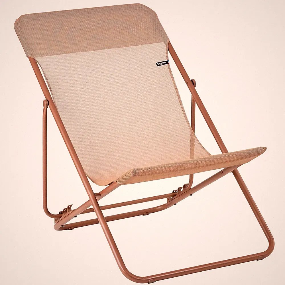 Lafuma Maxi Transat Colorblock Foldable Recline Sling Deck Chair, Canyon(2 Pack)